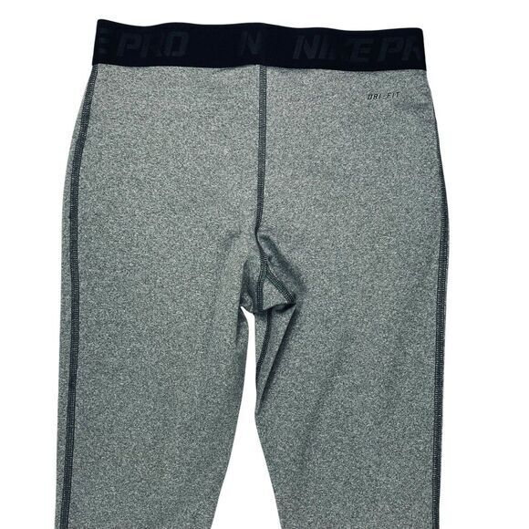 Nike Pro Dri Fit Womens S Heather Gray Ankle Length Stretchy Athleisure Leggings - Picture 5 of 12